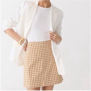 J.Crew Natasha tan gingham twill a-line mini skirt 12